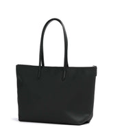 Schwarze Damen-Lacoste L.12.12 Concept Shopper aus Kunststoff, elegante Damentasche mit Logo-Details.