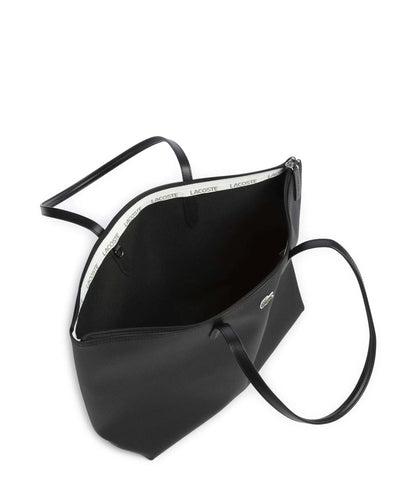 Schwarze Damen Shopper-Tasche von Lacoste L.12.12 Concept aus Kunststoff mit Markenlogo, elegante und praktische Handtasche