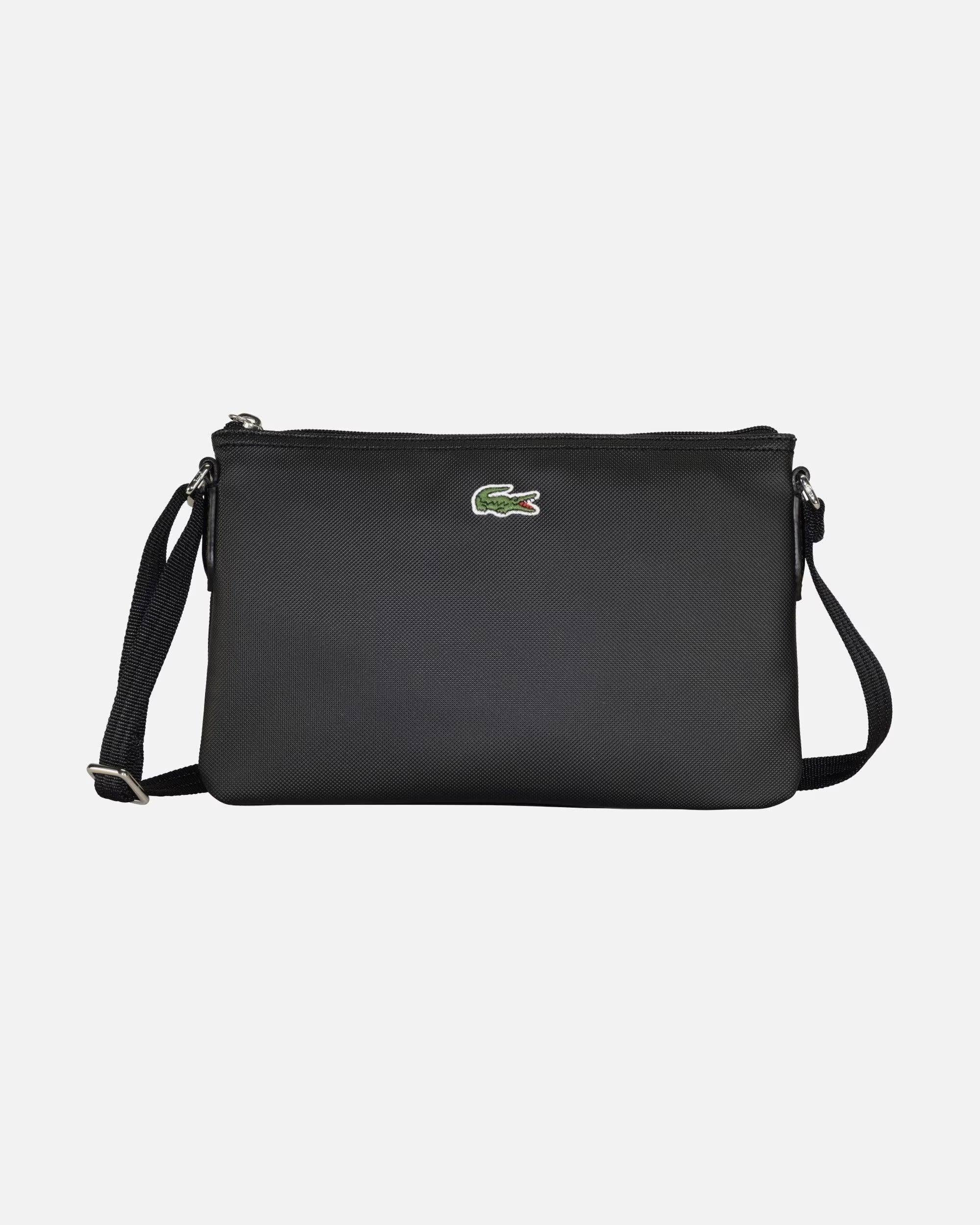 Schwarze Lacoste L.12.12 Concept Damentasche, 27cm, Umhängetasche aus Leder mit stilvollem Design