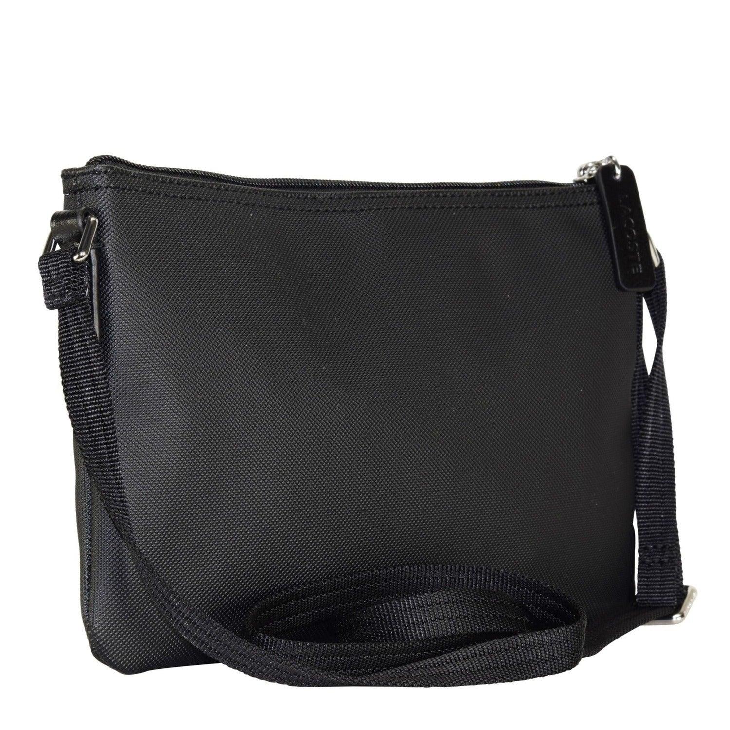 Schwarze Lacoste L.12.12 Concept Damentasche mit 27cm Umhängetasche, elegantes Design, langlebiges Material.