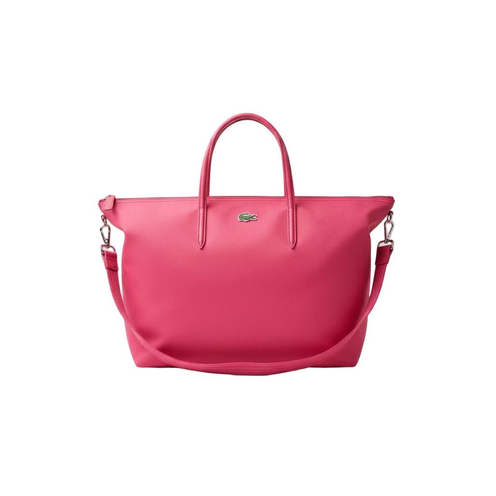 Lacoste Damen Einkaufstasche L in Pink, große Damentasche aus robustem Material mit Logo-Print.