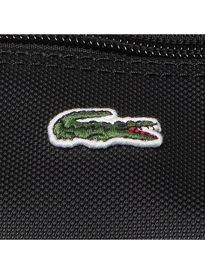 Schwarze Lacoste Damentasche Shopping Bag, L-Format, weiches Material, mit Logo-Print und Tragegriffen.