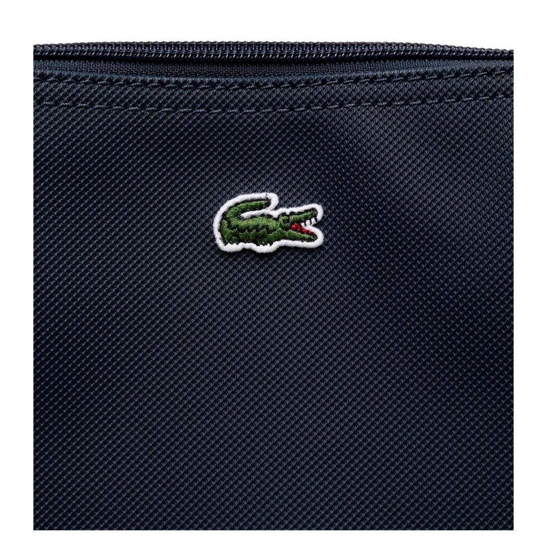 Lacoste Damen Shopping Bag, kleine dunkelblaue Damentasche aus Stoff mit Logo-Details, elegante Alltagsbegleiter