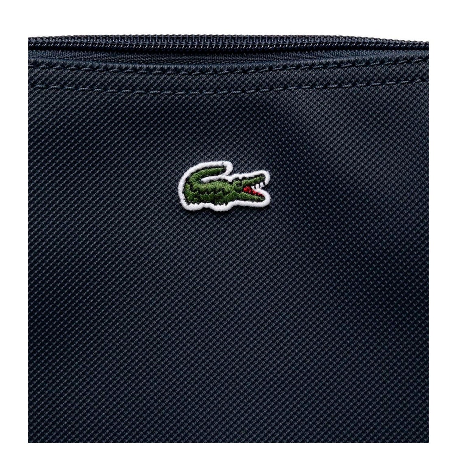 Lacoste Damen Shopping Bag, kleine dunkelblaue Damentasche aus Stoff mit Logo-Details, elegante Alltagsbegleiter