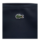 Lacoste Damen Shopping Bag, kleine dunkelblaue Damentasche aus Stoff mit Logo-Details, elegante Alltagsbegleiter