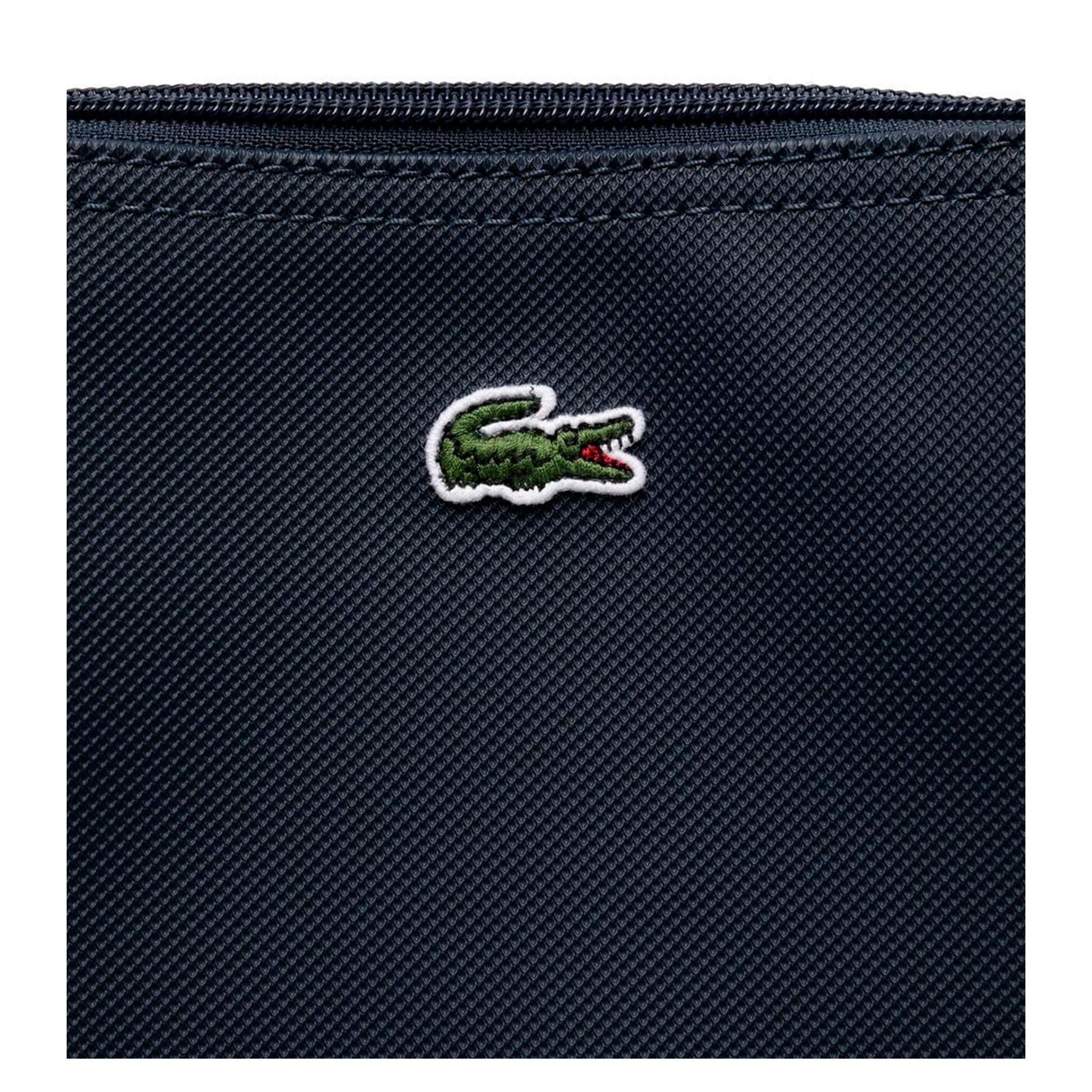 Lacoste Damen Shopping Bag, kleine dunkelblaue Damentasche aus Stoff mit Logo-Details, elegante Alltagsbegleiter