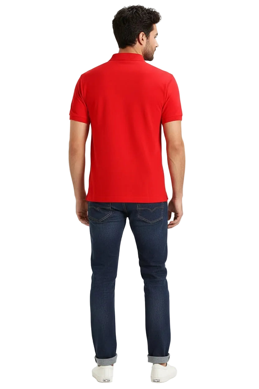 Rotes Lacoste L.12.12 Herren-Poloshirt aus Baumwolle mit Kragen und Knopfleiste, lässiger Stil, sichtbares Logo auf der Brust