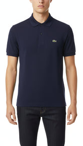 Schwarzes Lacoste L.12.12 Original Poloshirt für Herren im Classic Fit, detailreiche Stoffstruktur sichtbar