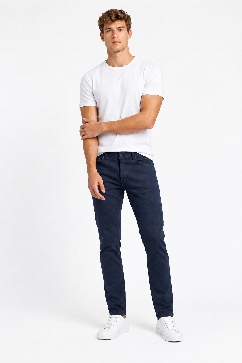 Paul &amp; Shark Herrenhose Shark Fit Stretch Navy — on model