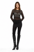Emporio Armani Bluse Schwarz Creme Spitze — on model