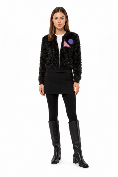 Emporio Armani Jacquard Jacke Schwarz — on model