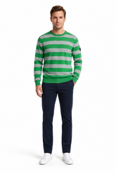 Armani Jeans Pullover Grün Gestreift — on model