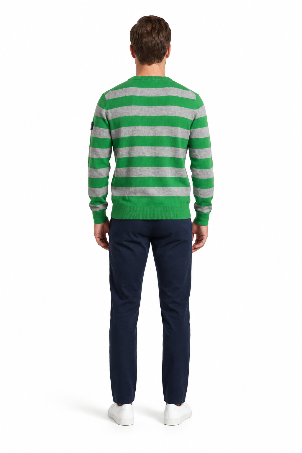 Armani Jeans Pullover Grün Gestreift — on model