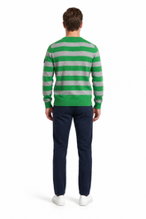 Armani Jeans Pullover Grün Gestreift — on model