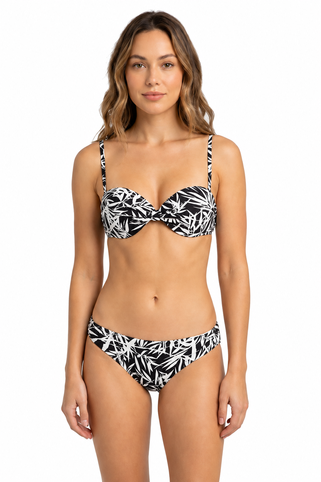 Emporio Armani Bikini Damen Schwarz Weiß Blattmuster