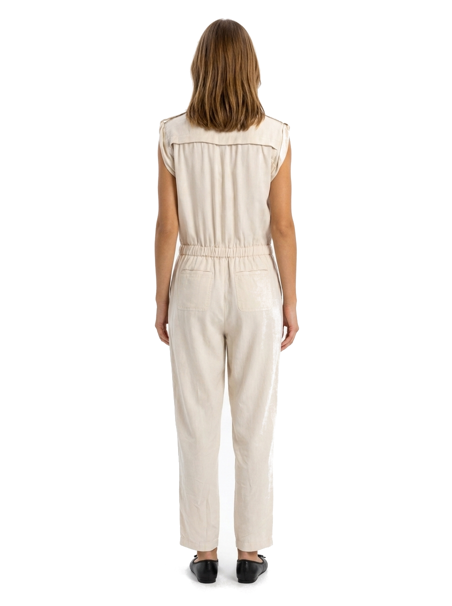 Armani Jeans Jumpsuit Creme — on model