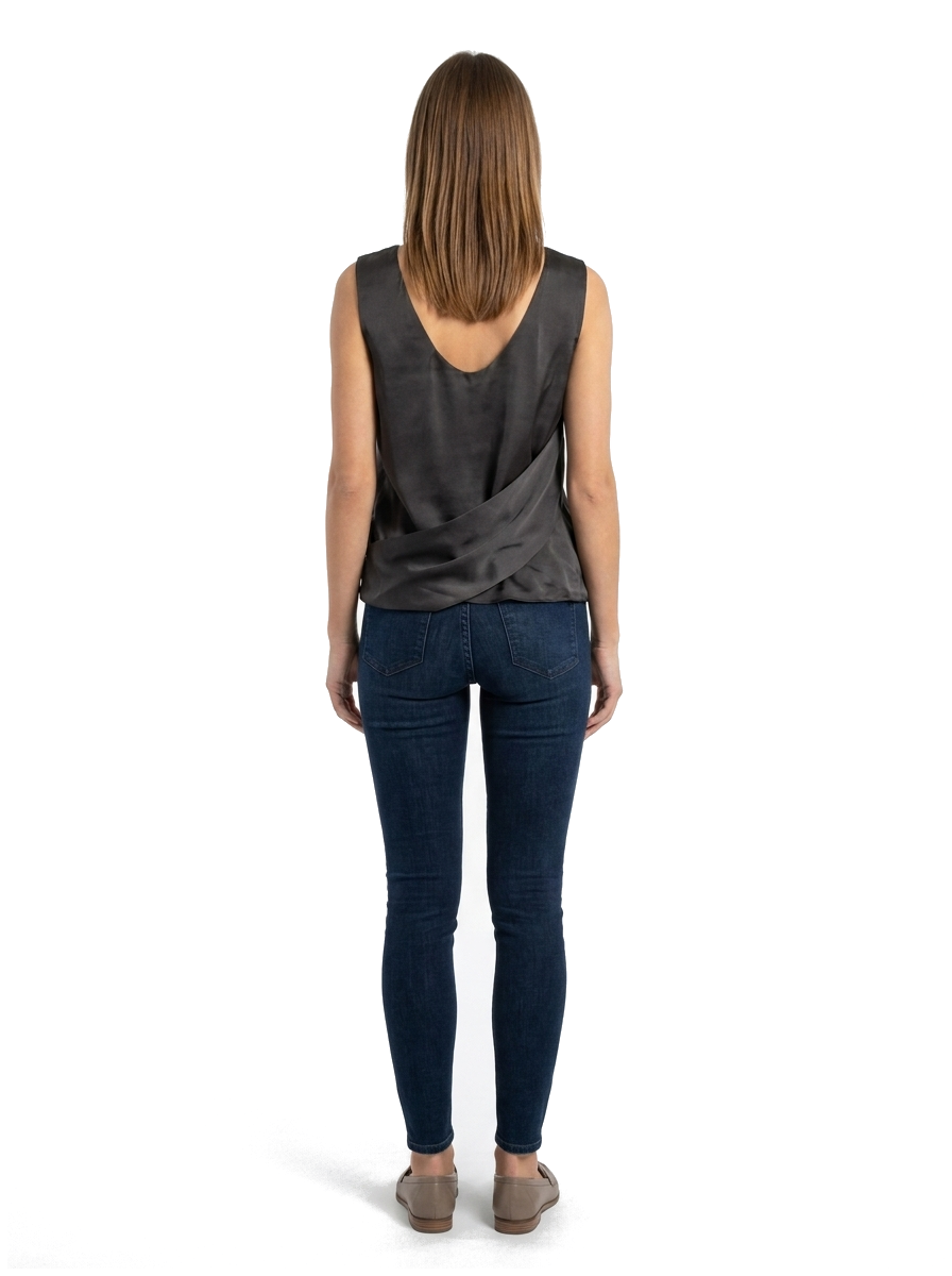 Armani Jeans Wickel-Top Schwarz — on model