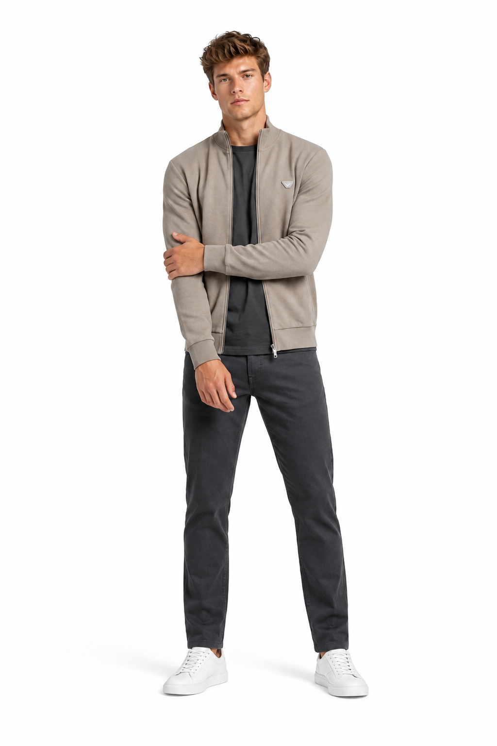 Armani Jeans Sweatshirt Beige mit Reißverschluss