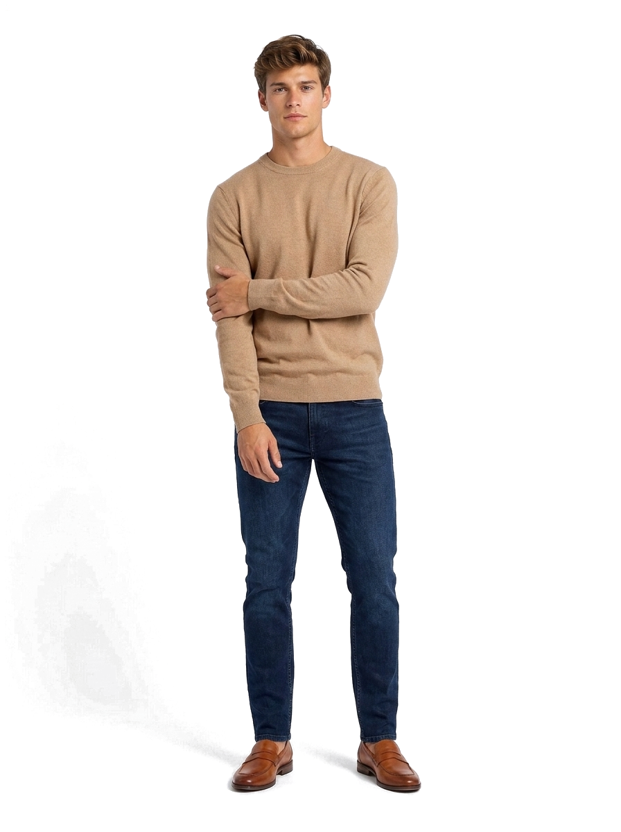 Calvin Klein Pullover Beige Rundhals — on model