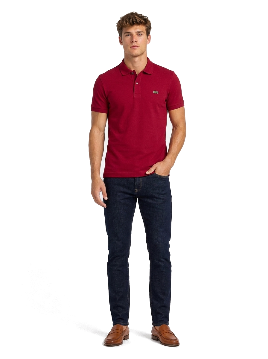 Lacoste L.12.12 Poloshirt Herren Bordeaux — on model