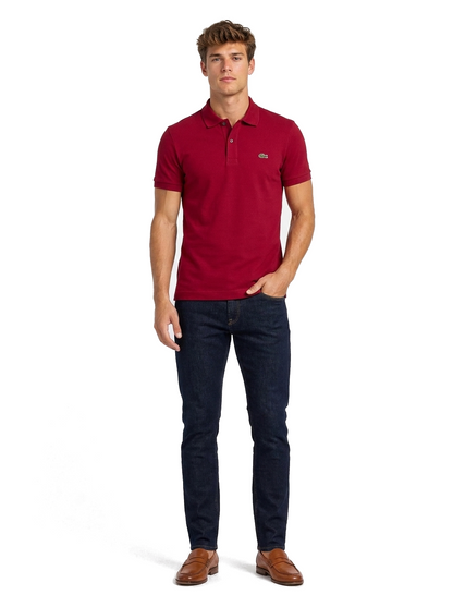 Lacoste L.12.12 Poloshirt Herren Bordeaux — on model