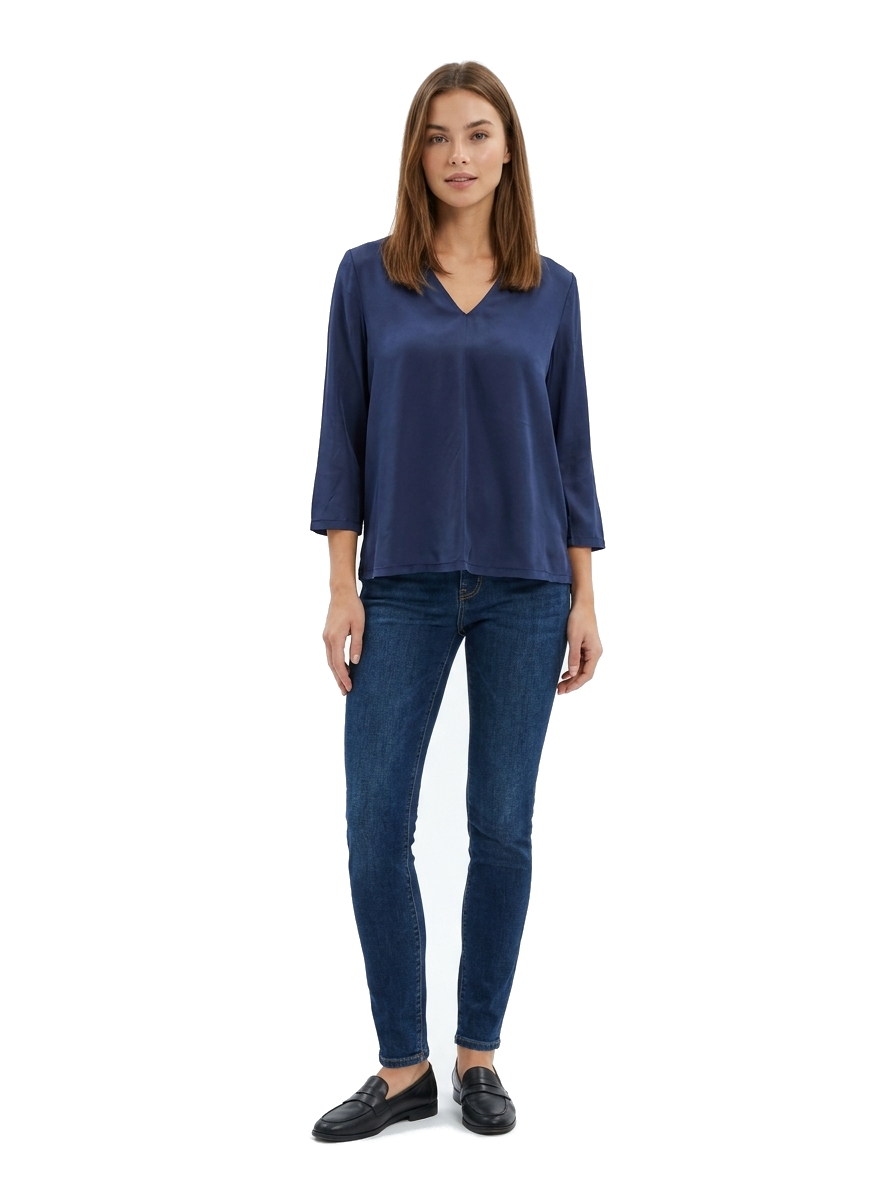 Armani Jeans Bluse Damen Marineblau — on model