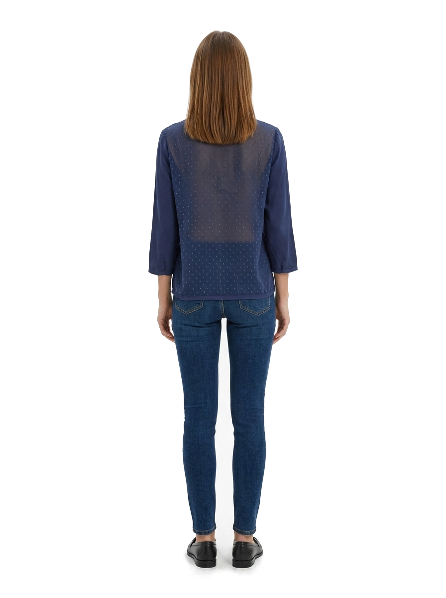 Armani Jeans Bluse Damen Marineblau — on model