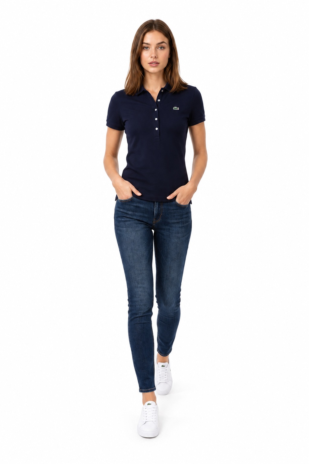 Lacoste Poloshirt Damen Kurzarm Marineblau