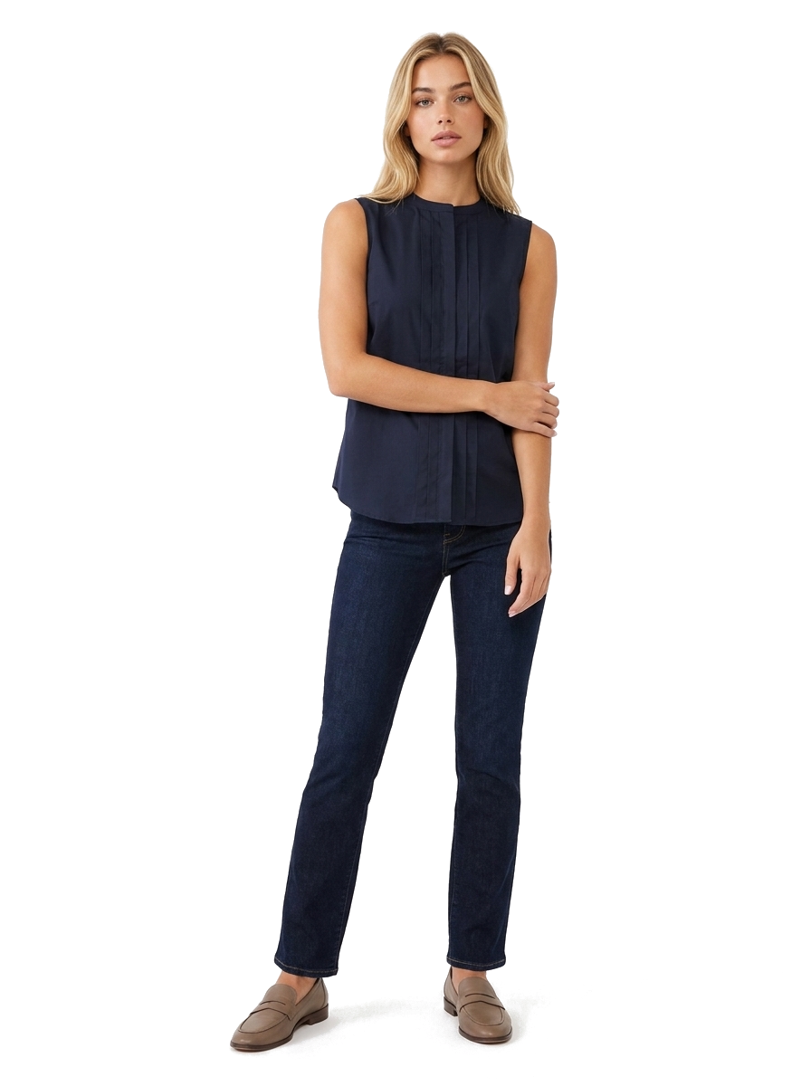 Armani Jeans Bluse Navy Blau — on model