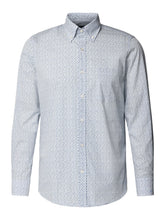 Herrenhemd von Paul & Shark aus Baumwolle mit blau-weißem Print, weiches Material, eleganter Schnitt, große Größe 40