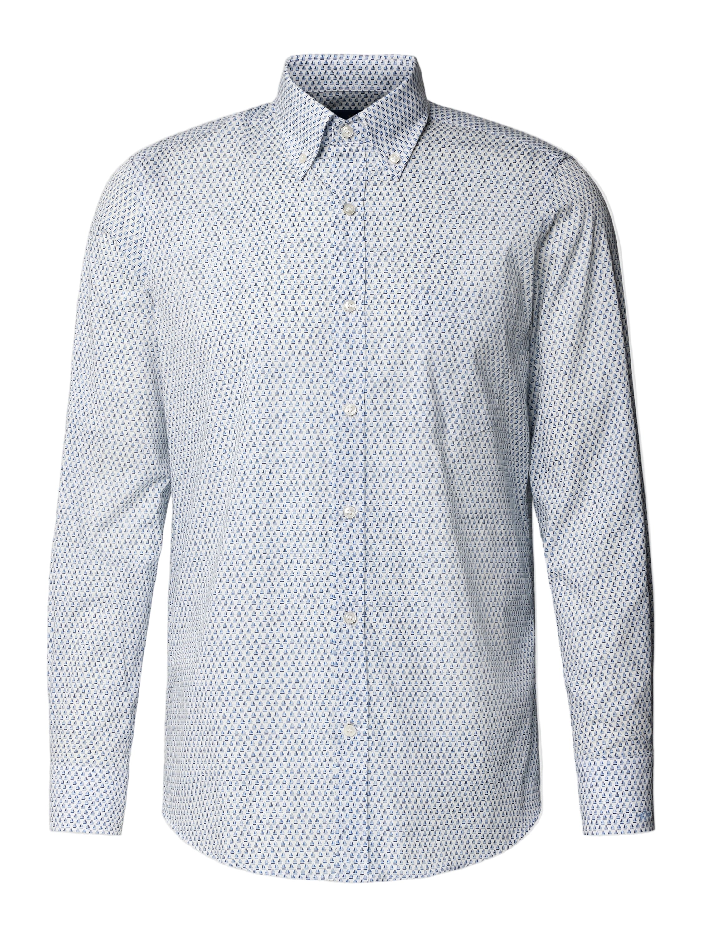 Herrenhemd von Paul &amp; Shark aus Baumwolle mit blau-weißem Print, weiches Material, eleganter Schnitt, große Größe 40