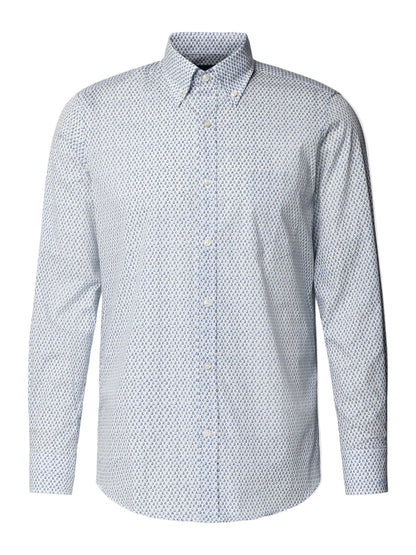 Herrenhemd von Paul &amp; Shark aus Baumwolle mit blau-weißem Print, weiches Material, eleganter Schnitt, große Größe 40