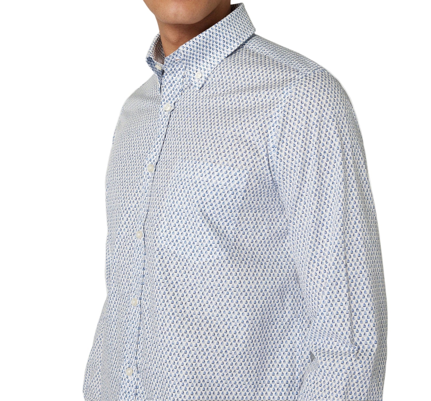 Herrenhemd von Paul &amp; Shark aus Baumwolle mit weiß-blauem Print, langärmlig und stilvoll für den Alltag.
