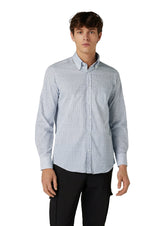 Herren-Hemd von Paul & Shark aus Baumwolle mit weiß-blauem Print, langarm, bequemes Modehemd für Männer.