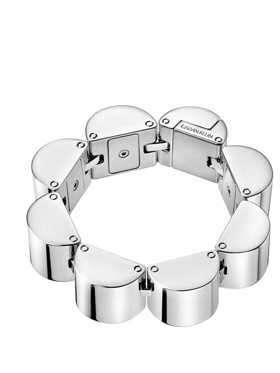 CALVIN KLEIN DAMEN Silberfarbenes, gewelltes, dickes Stahlarmband KJAYMB000100
