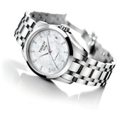 Tissot Couturier Automatic Lady Diamanten 32mm Automatikuhr mit Diamant-Details und Edelstahlarmband, elegante Damenarmbanduhr
