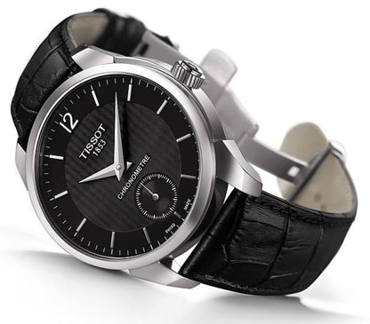 Tissot T-Complication Chronometer Herrenuhr 43mm mit Automatikwerk, Zifferblatt und Gehäuse aus Edelstahl.