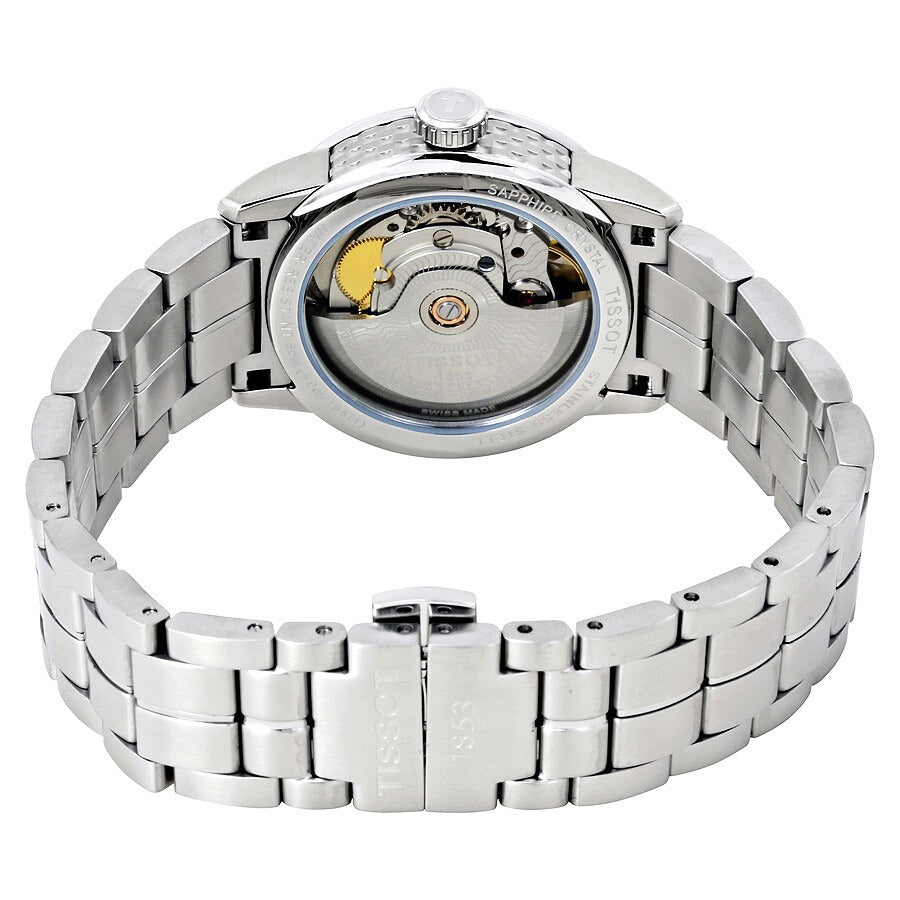 Tissot Luxury Powermatic 80 Lady Damenuhr mit 33mm Gehäuse, elegantes Automatikdesign, silbernes Zifferblatt und Edelstahlarmband.